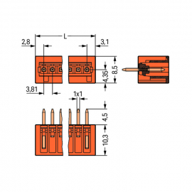 WAGO | 734-232 | THT MALE HEADER; 1.0 X 1.0 MM SOLDER PIN; S