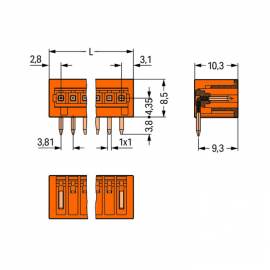 WAGO | 734-262 | THT MALE HEADER; 1.0 X 1.0 MM SOLDER PIN; A