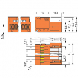 WAGO | 734-332 | 1-CONDUCTOR MALE CONNECTOR; 100% PROTECTED