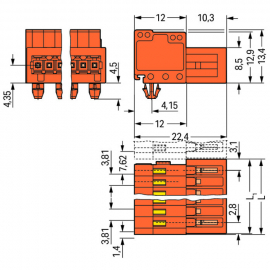 WAGO | 734-335/018-000 | 1-CONDUCTOR MALE CONNECTOR; 100% PR