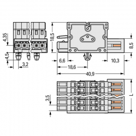 WAGO | 734-364/008-000 | 2-CONDUCTOR COMBI STRIP; 100% PROTE