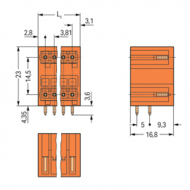 WAGO | 734-432 | THT DOUBLE-DECK MALE HEADER; 1.0 X 1.0 MM S