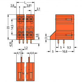 WAGO | 734-432/001-000 | THT DOUBLE-DECK MALE HEADER; 1.0 X