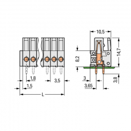 WAGO | 734-462 | THT FEMALE HEADER; 0.9 X 0.9 MM SOLDER PIN;