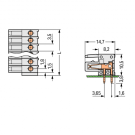 WAGO | 734-532 | THT FEMALE HEADER; 0.9 X 0.9 MM SOLDER PIN;