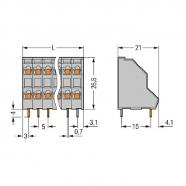 WAGO | 736-102 | DOUBLE-DECK PCB TERMINAL BLOCK; 2.5 MM²; PI