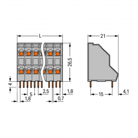 WAGO | 736-202 | DOUBLE-DECK PCB TERMINAL BLOCK; 2.5 MM²; PI