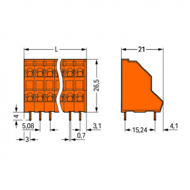 WAGO | 736-303 | DOUBLE-DECK PCB TERMINAL BLOCK; 2.5 MM²; PI