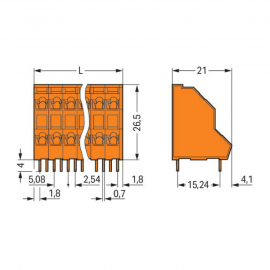 WAGO | 736-402 | DOUBLE-DECK PCB TERMINAL BLOCK; 2.5 MM²; PI