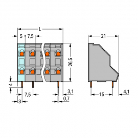 WAGO | 736-502 | DOUBLE-DECK PCB TERMINAL BLOCK; 2.5 MM²; PI