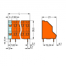 WAGO | 736-602 | DOUBLE-DECK PCB TERMINAL BLOCK; 2.5 MM²; PI