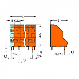 WAGO | 736-652 | DOUBLE-DECK PCB TERMINAL BLOCK; 2.5 MM²; PI