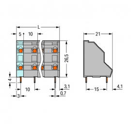 WAGO | 736-702 | DOUBLE-DECK PCB TERMINAL BLOCK; 2.5 MM²; PI