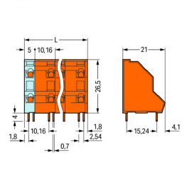 WAGO | 736-852 | DOUBLE-DECK PCB TERMINAL BLOCK; 2.5 MM²; PI