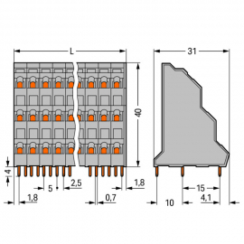 WAGO | 737-202 | TRIPLE-DECK PCB TERMINAL BLOCK; 2.5 MM²; PI