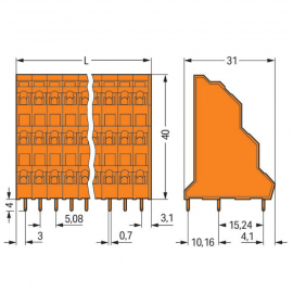 WAGO | 737-302 | TRIPLE-DECK PCB TERMINAL BLOCK; 2.5 MM²; PI