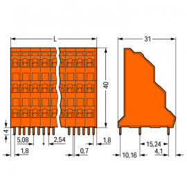 WAGO | 737-402 | TRIPLE-DECK PCB TERMINAL BLOCK; 2.5 MM²; PI