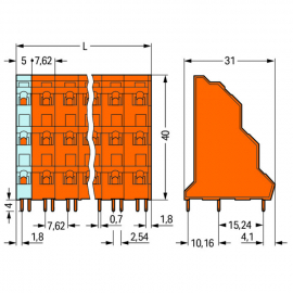 WAGO | 737-652 | TRIPLE-DECK PCB TERMINAL BLOCK; 2.5 MM²; PI