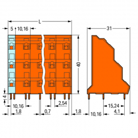 WAGO | 737-852 | TRIPLE-DECK PCB TERMINAL BLOCK; 2.5 MM²; PI