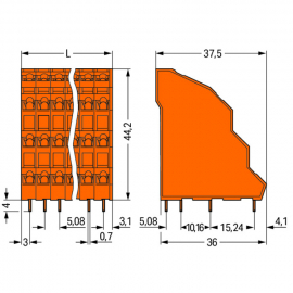 WAGO | 738-302 | QUADRUPLE-DECK PCB TERMINAL BLOCK; 2.5 MM²;