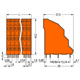 WAGO | 738-402 | QUADRUPLE-DECK PCB TERMINAL BLOCK; 2.5 MM²;