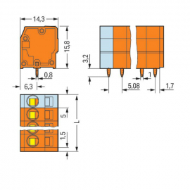 WAGO | 739-153 | PCB TERMINAL BLOCK; 2.5 MM²; PIN SPACING 5.