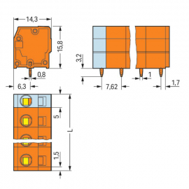 WAGO | 739-232 | PCB TERMINAL BLOCK; 2.5 MM²; PIN SPACING 7.