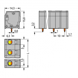 WAGO | 739-3209 | PCB TERMINAL BLOCK; 2.5 MM²; PIN SPACING 1