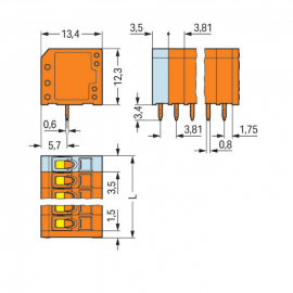 WAGO | 739-332 | PCB TERMINAL BLOCK; 1.5 MM²; PIN SPACING 3.