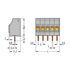 WAGO | 740-102 | PCB TERMINAL BLOCK; 2.5 MM²; PIN SPACING 5