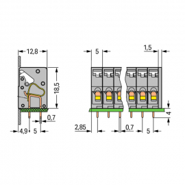 WAGO | 741-102 | PCB TERMINAL BLOCK; PUSH-BUTTON; 2.5 MM²; P