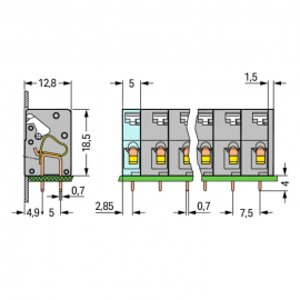 WAGO | 741-302 | PCB TERMINAL BLOCK; PUSH-BUTTON; 2.5 MM²; P