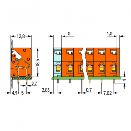 WAGO | 741-402 | PCB TERMINAL BLOCK; PUSH-BUTTON; 2.5 MM²; P