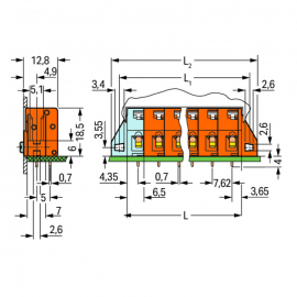 WAGO | 741-422 | PCB TERMINAL BLOCK; PUSH-BUTTON; 2.5 MM²; P