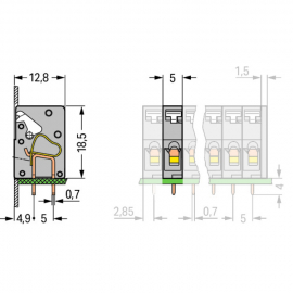 WAGO | 741-901 | STACKABLE PCB TERMINAL BLOCK; PUSH-BUTTON;