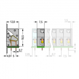 WAGO | 741-902 | STACKABLE PCB TERMINAL BLOCK; PUSH-BUTTON;