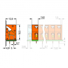 WAGO | 741-912 | STACKABLE PCB TERMINAL BLOCK; PUSH-BUTTON;