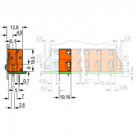 WAGO | 741-913 | STACKABLE PCB TERMINAL BLOCK PUSH-BUTTON 2.