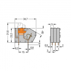 WAGO | 742-101 | STACKABLE PCB TERMINAL BLOCK; WITH KNIFE DI