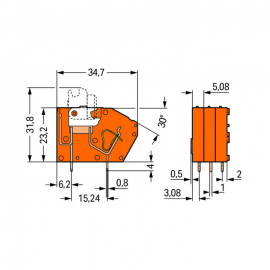 WAGO | 742-106 | STACKABLE PCB TERMINAL BLOCK; WITH KNIFE DI