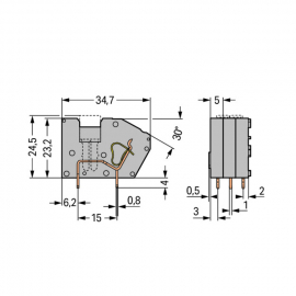 WAGO | 742-121 | STACKABLE PCB TERMINAL BLOCK; WITH COMMONIN