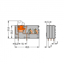 WAGO | 742-151 | STACKABLE 2-CONDUCTOR PCB TERMINAL BLOCK; W