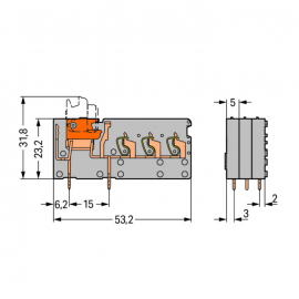 WAGO | 742-153 | STACKABLE 3-CONDUCTOR PCB TERMINAL BLOCK; W