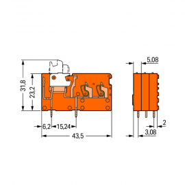 WAGO | 742-156 | STACKABLE 2-CONDUCTOR PCB TERMINAL BLOCK; W