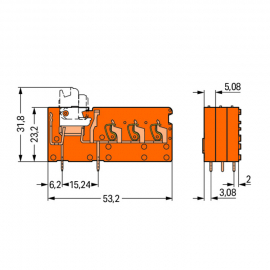 WAGO | 742-158 | STACKABLE 3-CONDUCTOR PCB TERMINAL BLOCK; W