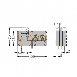 WAGO | 742-161 | STACKABLE 2-CONDUCTOR PCB TERMINAL BLOCK; W