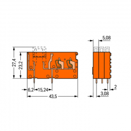 WAGO | 742-166 | STACKABLE 2-CONDUCTOR PCB TERMINAL BLOCK; W