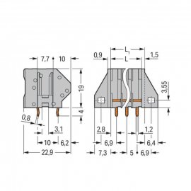 WAGO | 745-102 | PCB TERMINAL BLOCK; 4 MM²; PIN SPACING 5 MM