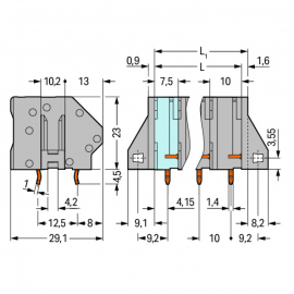 WAGO | 745-1352 | PCB TERMINAL BLOCK; 6 MM²; PIN SPACING 10