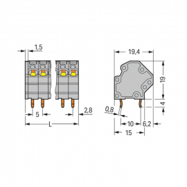 WAGO | 745-3102 | PCB TERMINAL BLOCK; 4 MM²; PIN SPACING 5 M